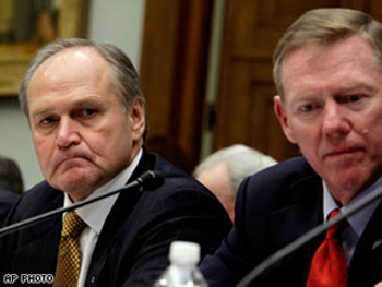 The executives -- Alan Mulally of Ford, Robert Nardelli of Chrysler and Richard Wagoner of GM -- were seeking support for a $25 billion loan package. Later Wednesday, Senate Majority Leader Harry Reid reversed plans to hold a test vote on the measure.